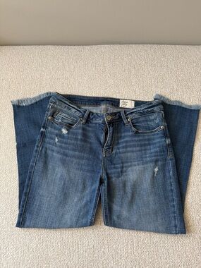 Cosmic Blue Love Frayed Crop Jean